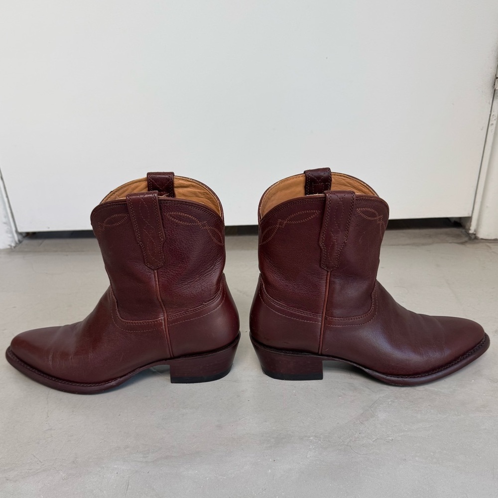 Tecovas Maroon Leather Ankle Booties